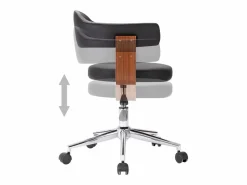 Silla de oficina giratoria madera curvada cuero sintético^Clicnbuy Online