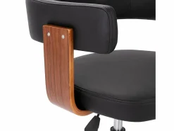 Silla de oficina giratoria madera curvada cuero sintético^Clicnbuy Online