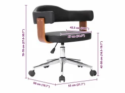 Silla de oficina giratoria madera curvada cuero sintético^Clicnbuy Online
