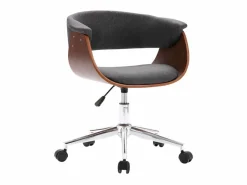 Silla de oficina giratoria de madera curvada y tela ES29747^ Discount
