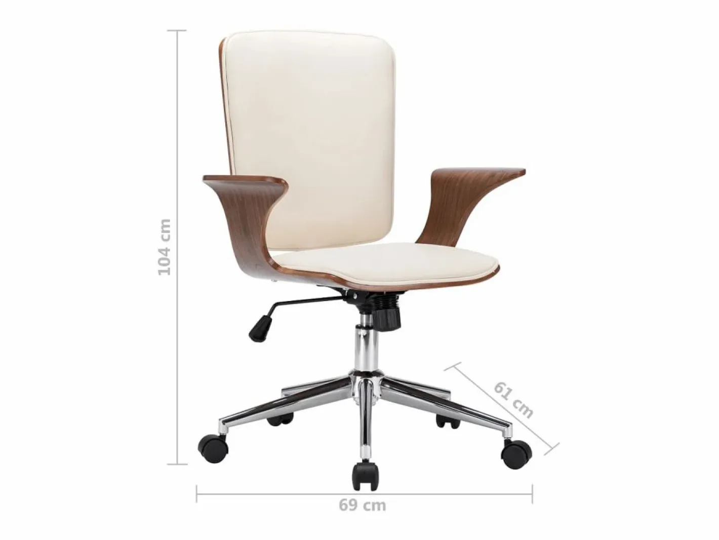 Silla de oficina giratoria cuero sintético madera curva^Clicnbuy Clearance