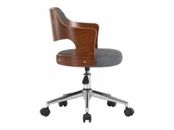 Clicnbuy Silla de oficina giratoria de madera curvada y tela Gris Discount