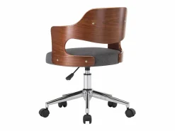 Clicnbuy Silla de oficina giratoria de madera curvada y tela Gris Discount