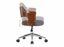 Clicnbuy Silla de oficina giratoria de madera curvada y tela Gris Discount