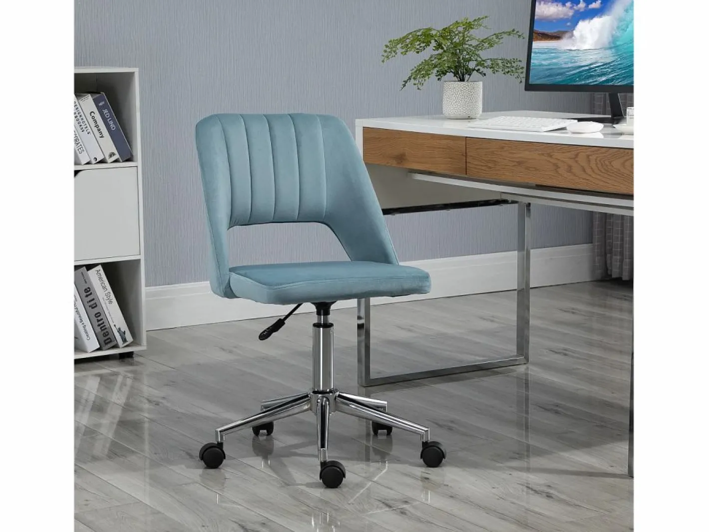 Silla de oficina giratoria, altura regulable, terciopelo , ergonómica (49x60x91 cm)^ New