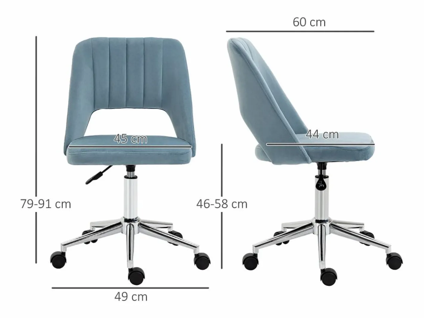 Silla de oficina giratoria, altura regulable, terciopelo , ergonómica (49x60x91 cm)^ New