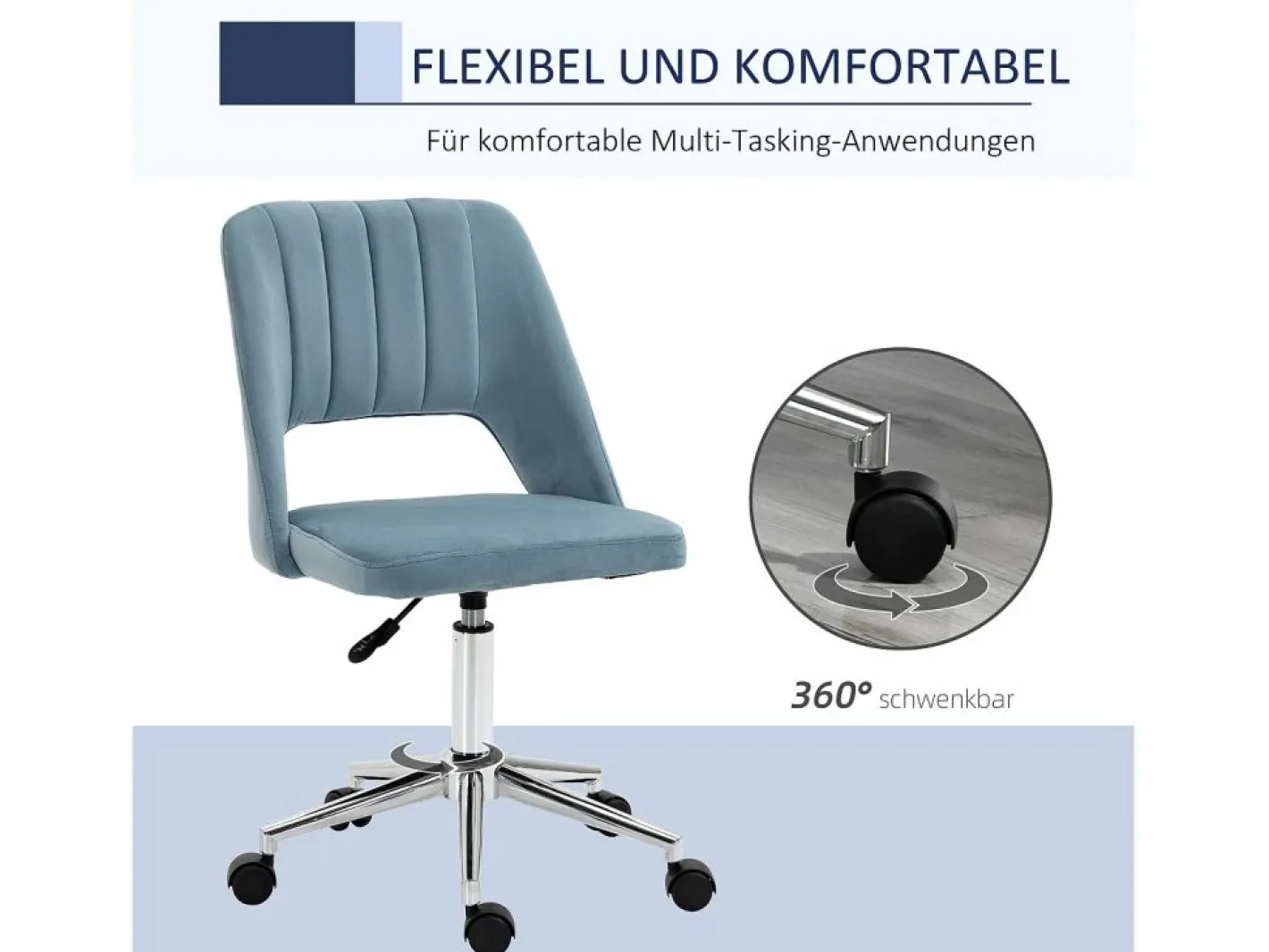 Silla de oficina giratoria, altura regulable, terciopelo , ergonómica (49x60x91 cm)^ New