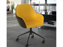 FRANCHINISHOP Silla de oficina giratoria acolchada de diseño moderno con altura ajustable Narew - Amarillo Clearance