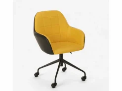 FRANCHINISHOP Silla de oficina giratoria acolchada de diseño moderno con altura ajustable Narew - Amarillo Clearance