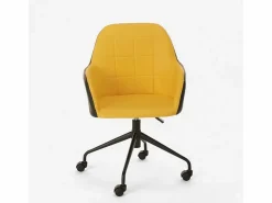 FRANCHINISHOP Silla de oficina giratoria acolchada de diseño moderno con altura ajustable Narew - Amarillo Clearance
