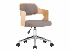 Silla de oficina giratoria de madera curvada y tela gris taupe ES328403 Topo Online
