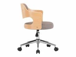 Silla de oficina giratoria de madera curvada y tela gris taupe ES328403 Topo Online