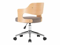 Silla de oficina giratoria de madera curvada y tela gris taupe ES328403 Topo Online