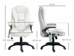 Silla de oficina Kleta con masaje + calefacción 107-116x67x74 cm^Vinsetto Outlet