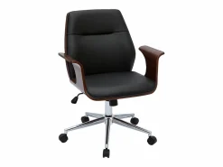 Silla de oficina moderna negra con madera oscura RUFIN^Miliboo Best