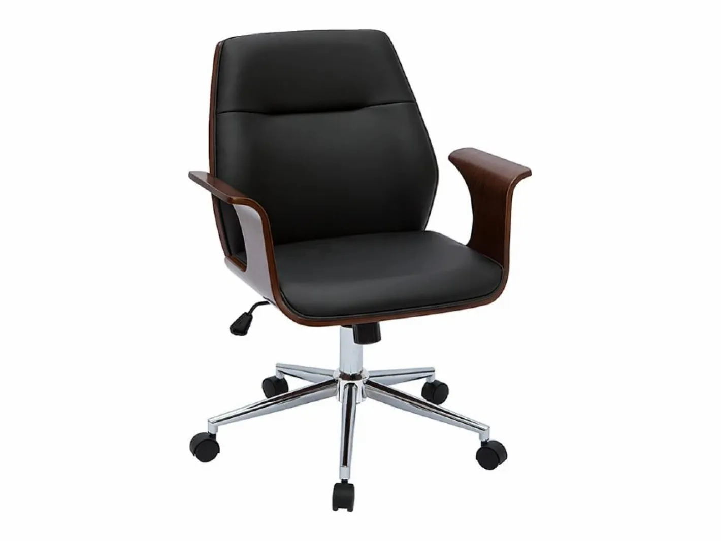 Silla de oficina moderna negra con madera oscura RUFIN^Miliboo Best
