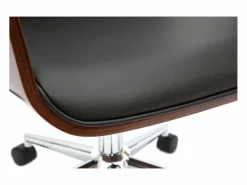Silla de oficina moderna negra con madera oscura RUFIN^Miliboo Best