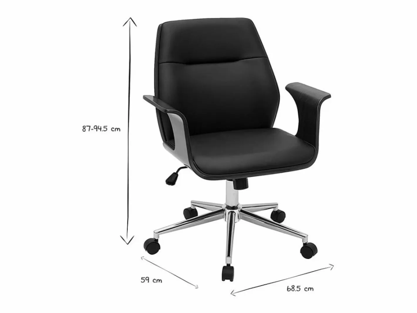 Silla de oficina moderna negra con madera oscura RUFIN^Miliboo Best