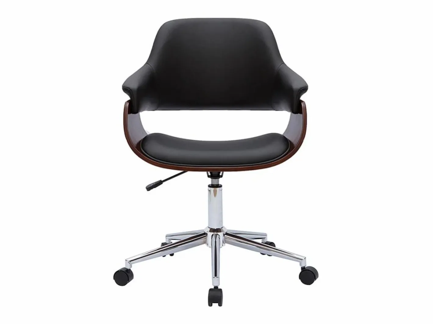 Silla de oficina moderna negra con madera oscura HANSEN^Miliboo Online