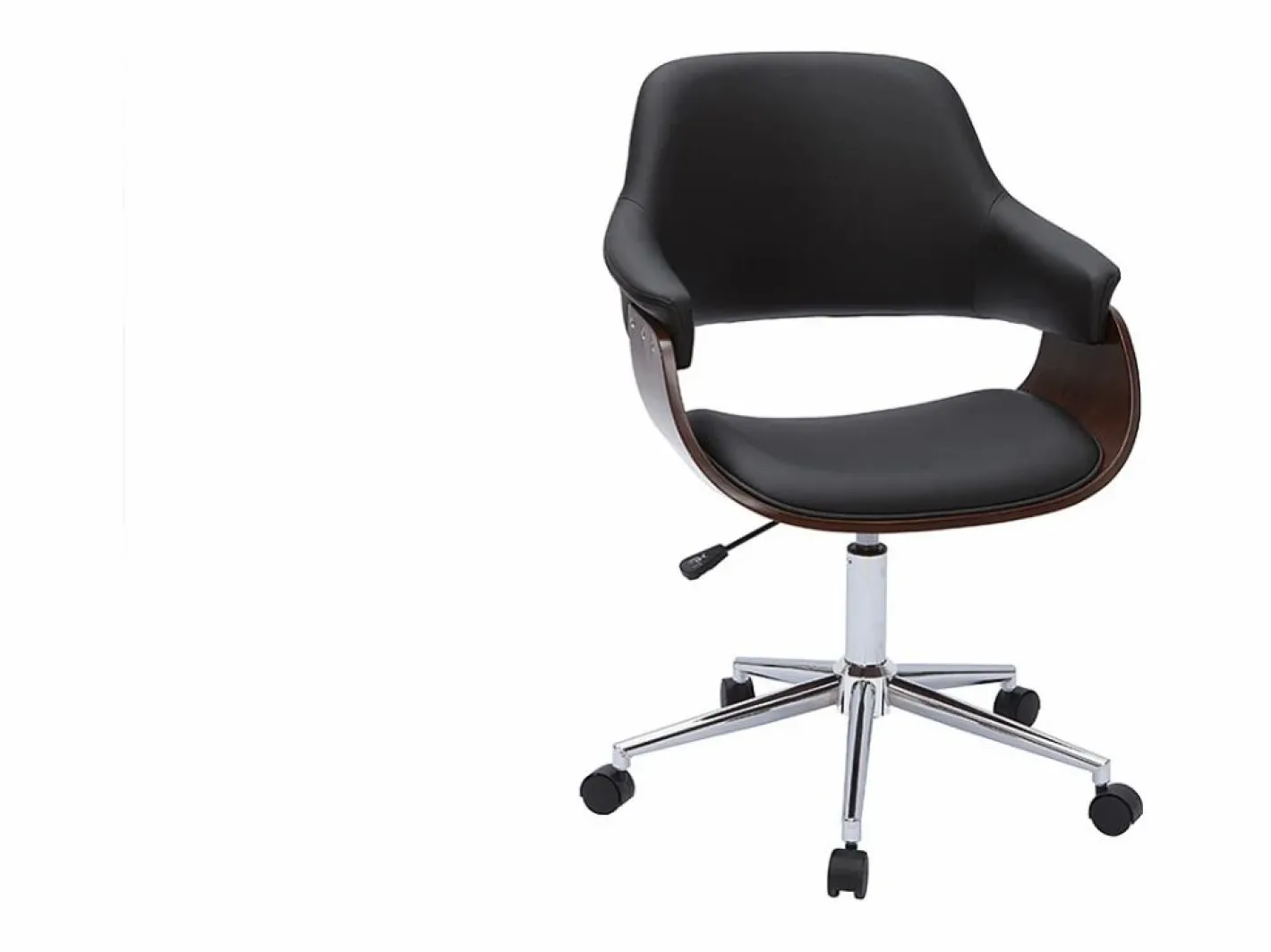 Silla de oficina moderna negra con madera oscura HANSEN^Miliboo Online