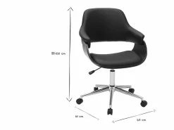 Silla de oficina moderna negra con madera oscura HANSEN^Miliboo Online
