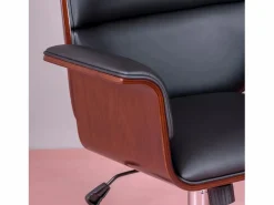 Silla de oficina para ejecutivos en madera oscura de nogal y tapizada en polipiel - Nordic S -^Nest Dream Best