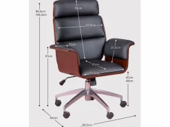 Silla de oficina para ejecutivos en madera oscura de nogal y tapizada en polipiel - Nordic S -^Nest Dream Best