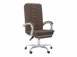 Clicnbuy Silla de oficina reclinable cuero sintético marrón Marru00f3n Online