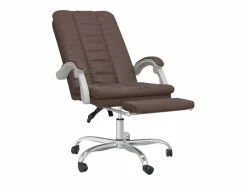 Clicnbuy Silla de oficina reclinable cuero sintético marrón Marru00f3n Online