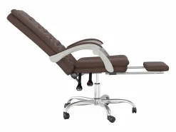 Clicnbuy Silla de oficina reclinable cuero sintético marrón Marru00f3n Online