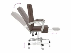 Clicnbuy Silla de oficina reclinable cuero sintético marrón Marru00f3n Online