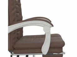 Clicnbuy Silla de oficina reclinable cuero sintético marrón Marru00f3n Online