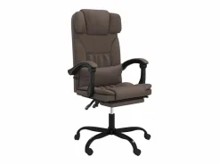 Silla de oficina reclinable cuero sintético marrón^Clicnbuy New