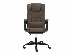 Silla de oficina reclinable cuero sintético marrón^Clicnbuy New