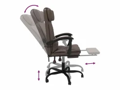 Silla de oficina reclinable cuero sintético marrón^Clicnbuy New