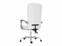 Clicnbuy Silla de oficina reclinable masaje cuero sintético Blanco New