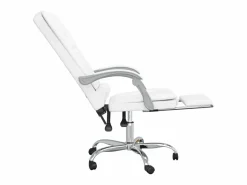 Clicnbuy Silla de oficina reclinable masaje cuero sintético Blanco New