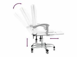 Clicnbuy Silla de oficina reclinable masaje cuero sintético Blanco New