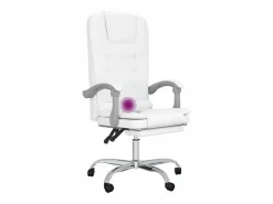 Clicnbuy Silla de oficina reclinable masaje cuero sintético Blanco New