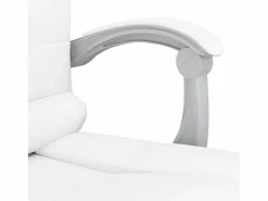 Clicnbuy Silla de oficina reclinable masaje cuero sintético Blanco New