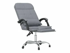 Clicnbuy Silla De Oficina|Silla de oficina reclinable con masaje de tela claro