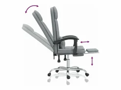 Clicnbuy Silla De Oficina|Silla de oficina reclinable con masaje de tela claro