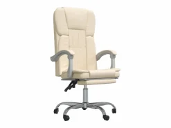 Clicnbuy Silla de oficina reclinable cuero sintético Crema New