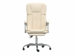 Clicnbuy Silla de oficina reclinable cuero sintético Crema New