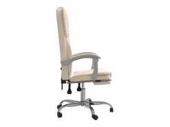 Clicnbuy Silla de oficina reclinable cuero sintético Crema New
