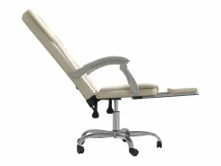 Clicnbuy Silla de oficina reclinable cuero sintético Crema New