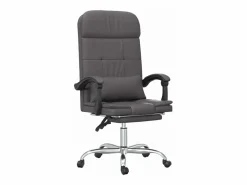 Clicnbuy Silla de oficina reclinable masaje cuero sintético Gris Clearance