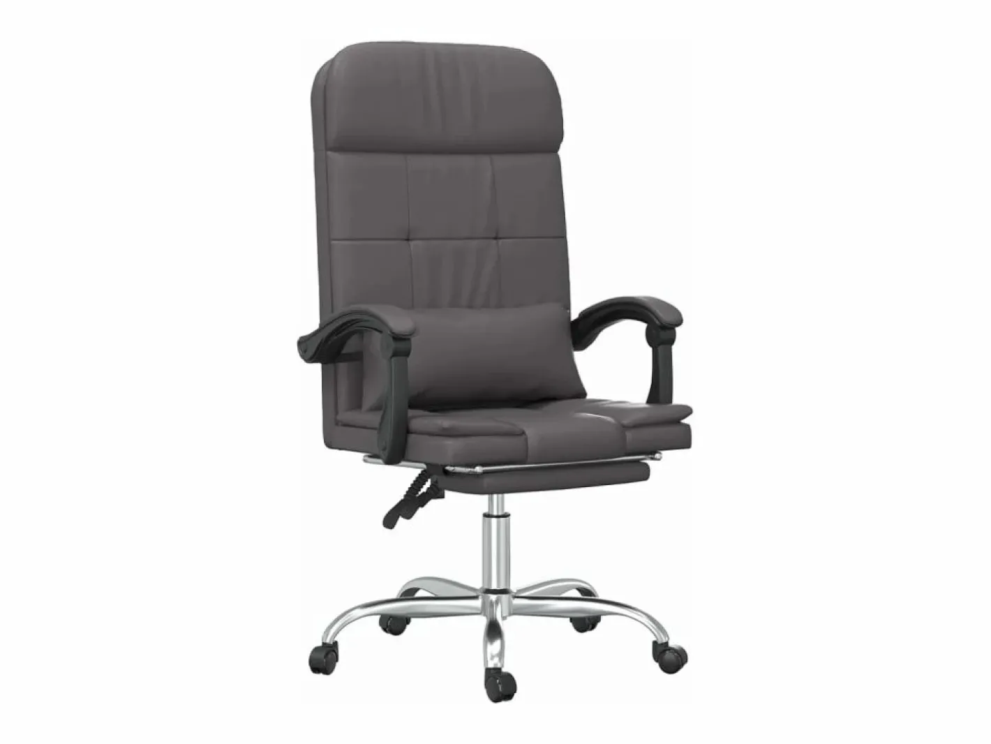 Clicnbuy Silla de oficina reclinable masaje cuero sintético Gris Clearance