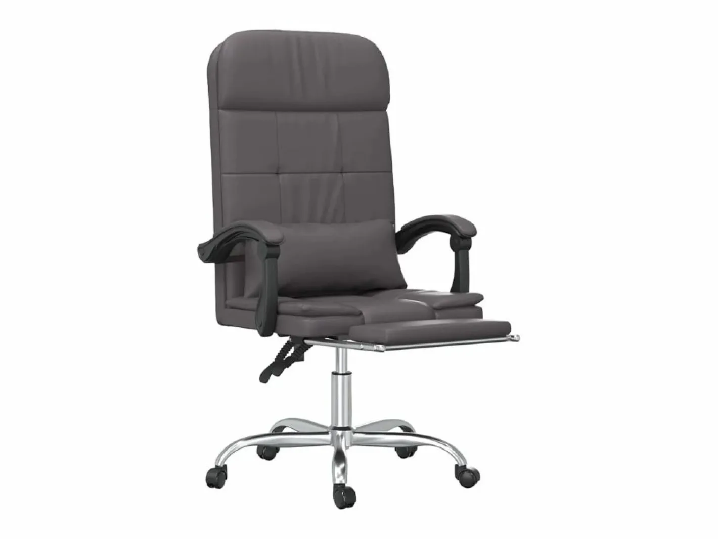Clicnbuy Silla de oficina reclinable masaje cuero sintético Gris Clearance
