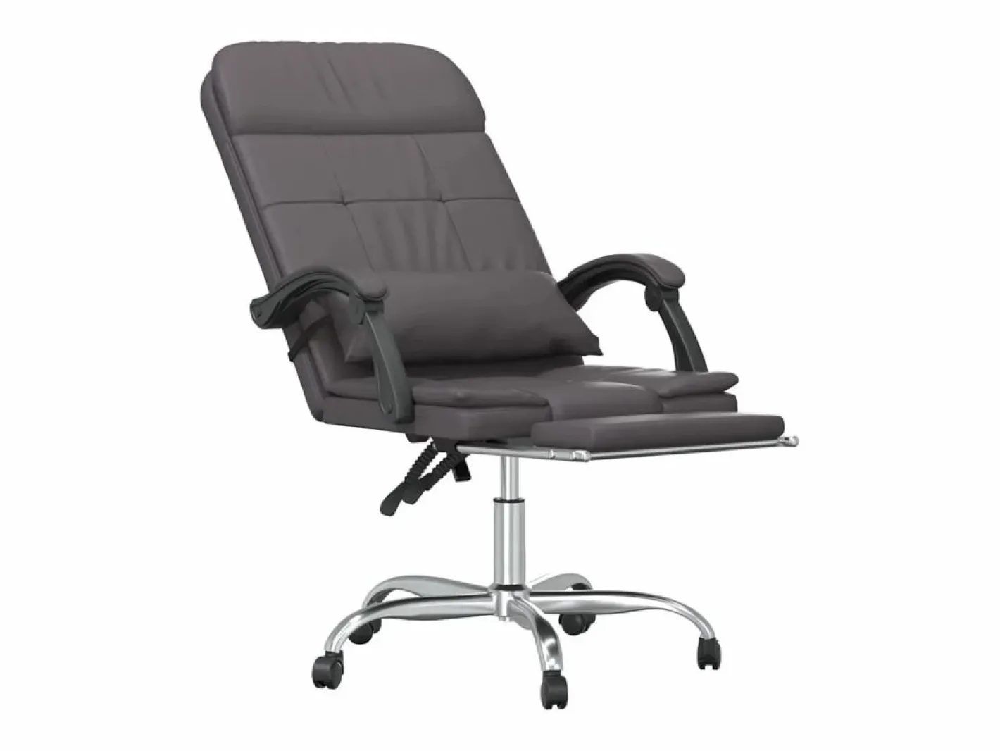 Clicnbuy Silla de oficina reclinable masaje cuero sintético Gris Clearance